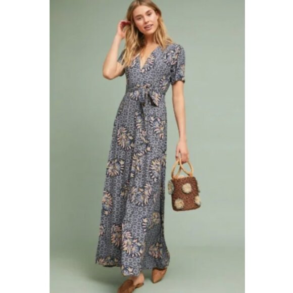 Anthropologie The Odells Zinaida Maxi Wrap Dress in XS - Picture 1 of 8